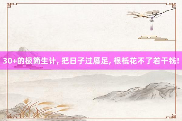 30+的极简生计, 把日子过餍足, 根柢花不了若干钱!